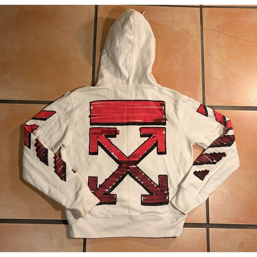 Authentic Virgil Abloh OFF-WHITE Marker Arrow White Hoodie Size Small
